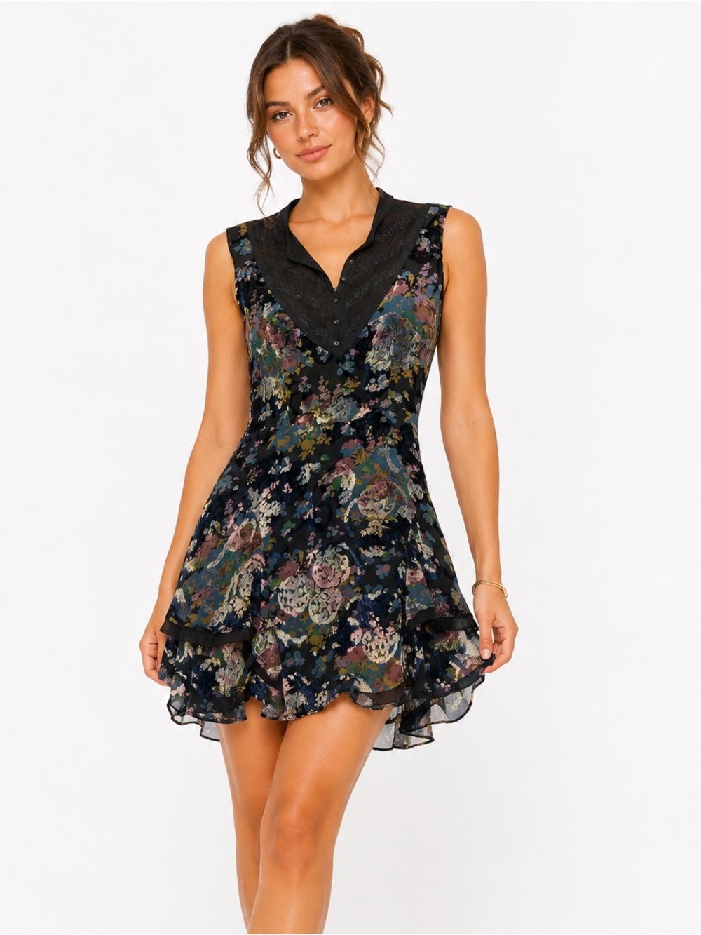 26. Free People Floral Mini Dress | Fits like a Small | in Black Velvet